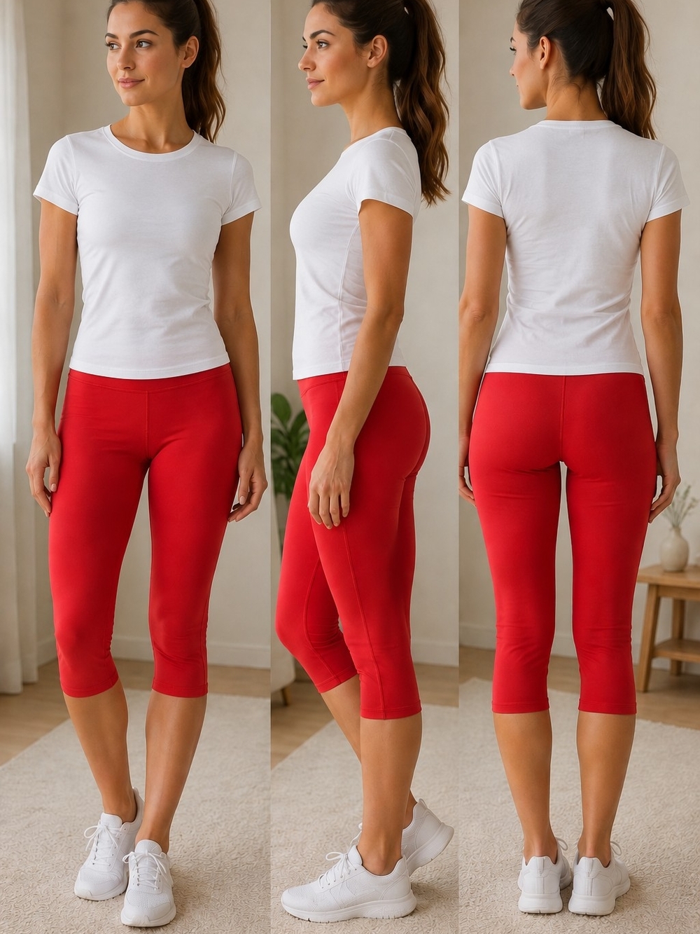 Fabletics Red Capri Leggings - High-Rise Active Capris